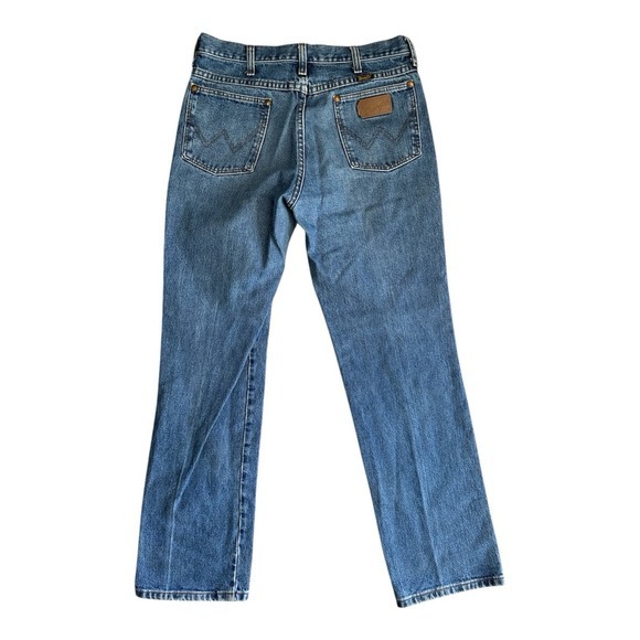 VINTAGE Wrangler Jeans Mens 30x30 Blue 90s Nice Fade! Distressed‎ Grunge Patch - Picture 1 of 4